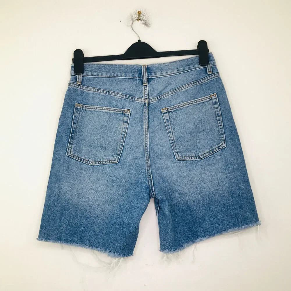 Lovers + Friends Women 28 Denim Shorts Blue Devon High Rise 90s Cut Off CC28